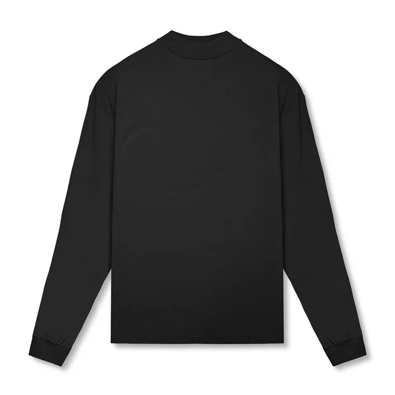 Oversized Long Sleeve Running T-shirts Mens Turtleneck Dropped Shoulder Loose Sports Fitness T Shirt Gym Bodybuilding Tops Tees