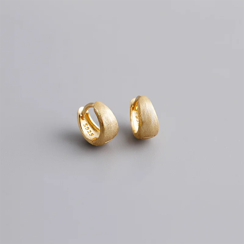 925 Sterling Silver Premium Matte Minimalism Unisex Huggies Ear Hoops Earrings for Women Gothic Piercing Men's Jewelry