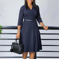 V Neck Plus Size Long Dress Women Long Sleeve