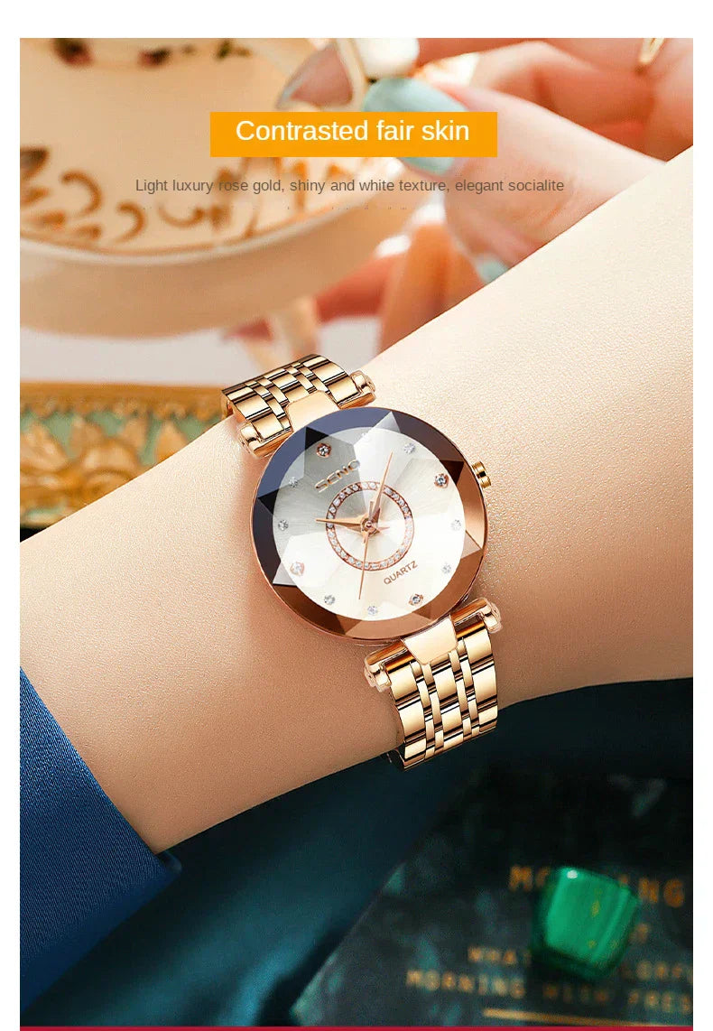 Ocean Star Women Crystal Watch 2025 Top Brand Luxury Rose Gold Women Bracelet Watch For Ladies Wrist Watch Relogio Feminino