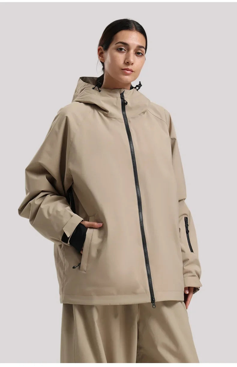 SNOW Winter Ski Jacket Men Waterproof Insulated Snow Tops Super Loose Snowboard Clothes Breathable Windproof Skiing Hoodies