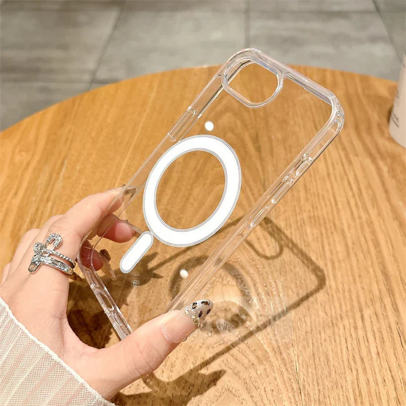 For Magsafe Magnetic Transparent Phone Case For iphone 16E 15 14 13 12 Mini 11 16 Pro Max XR X XS Max 7 8 Plus SE2020 Soft Cover