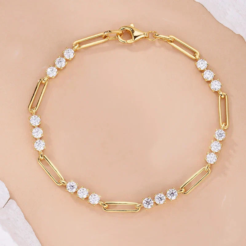 3mm D Color Round Moissanite Bracelet Summer Fashion Jewelry GRA Certified s925 Sliver Plated 18k Bracelets for Women