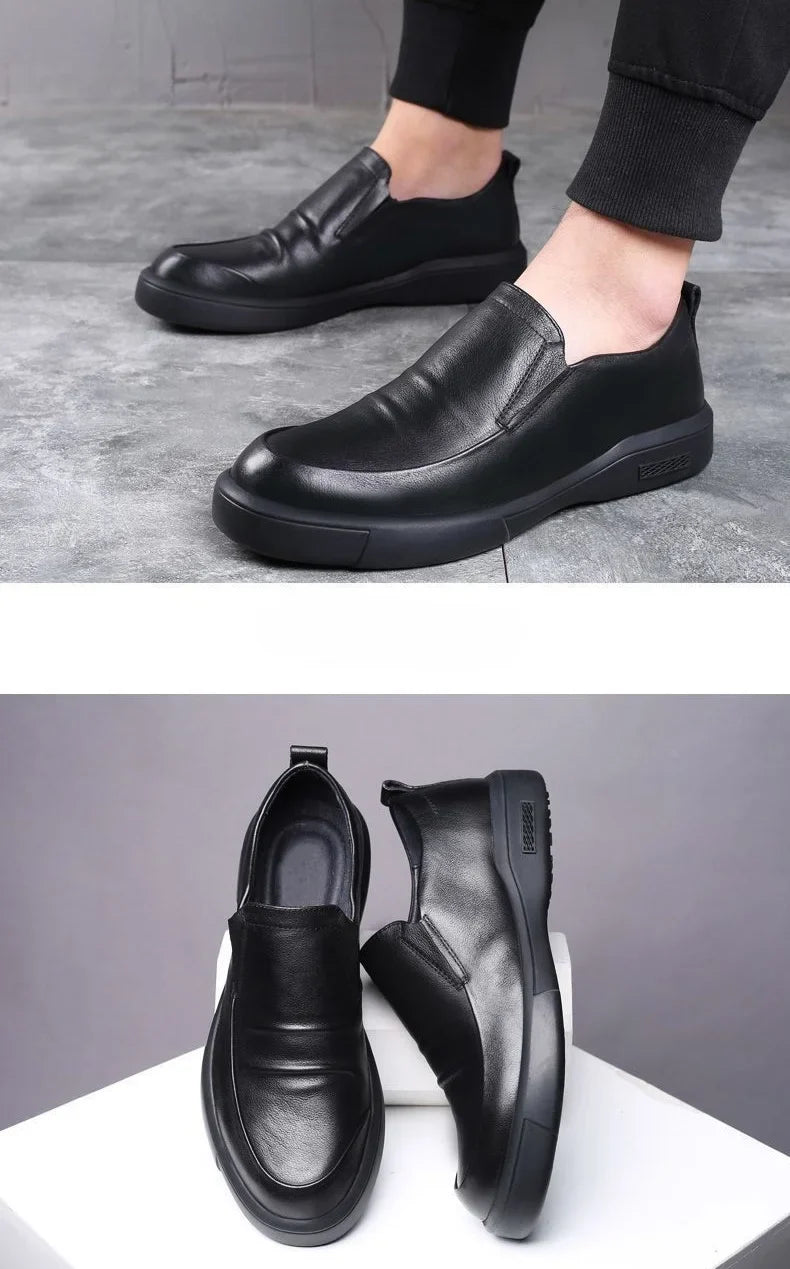 Social Shoe Male Spring Autumn Men's Formal Shoes Casual Business Cowhide 2025 Trend Black Official Cheap Clearance Footwear New