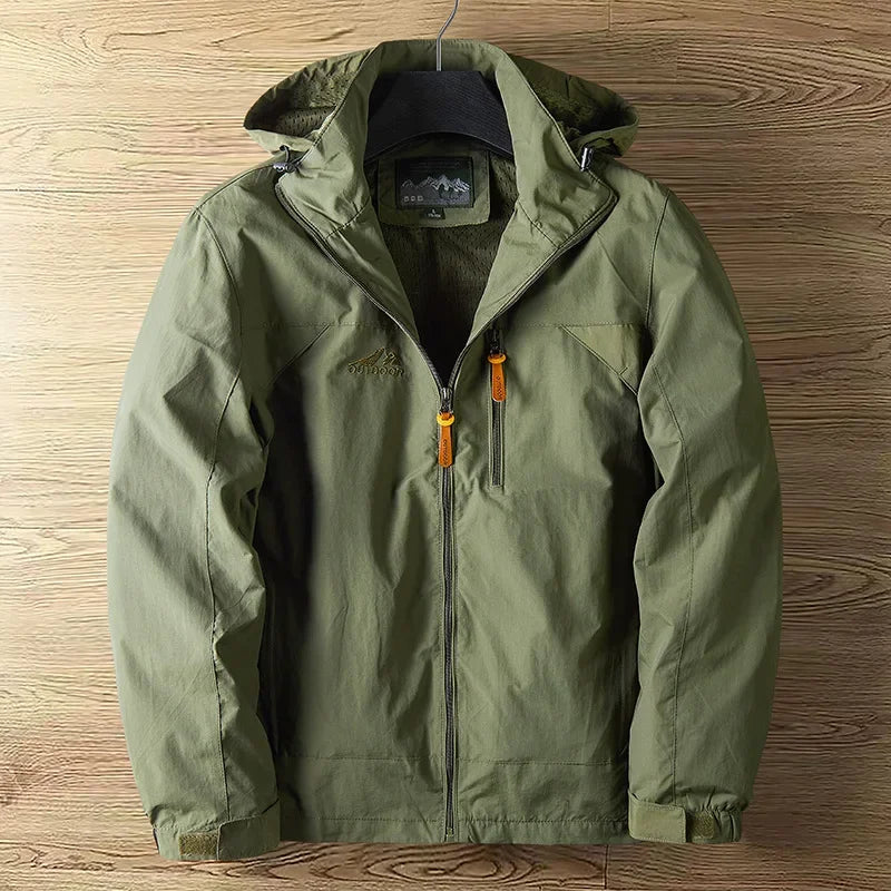 Men's Spring and Autumn Thin Section Punching Jacket Outdoor Jackets Men With Hat Clambing Streetwear Fashion