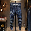 Spring and Autumn Fashion Trend Printed Straight-Leg Stretch Denim Jeans For Men Comfortable Casual Sports High-Quality Jeans