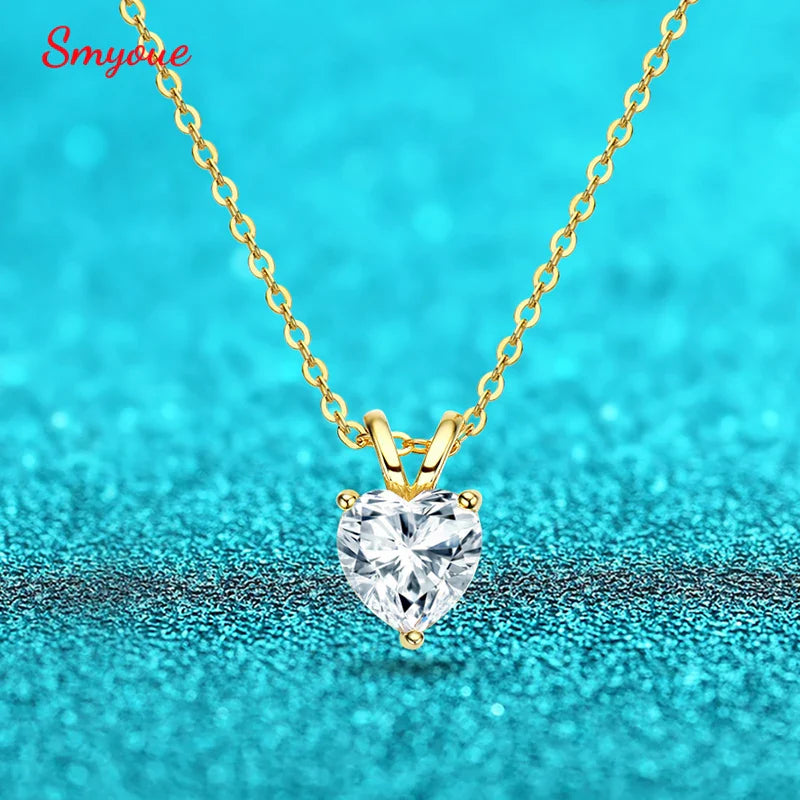 1ct Certified Heart Cut Moissanite Necklace for Women Classic 100% S925 Sterling Silver Pendant Jewelry Wholesale GRA