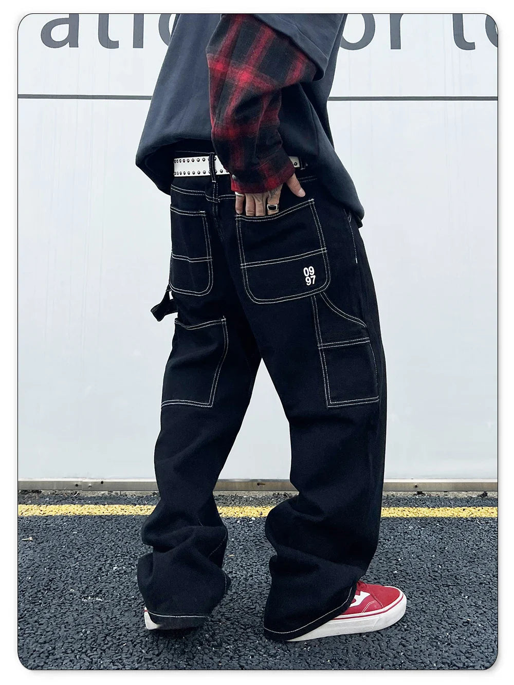 Retro Black Fashion Work Jeans Men Casual Straight-Leg Classic Work Denim Trousers Korean Brand Pant Men's Summer Pants
