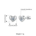 Classic Heart Moissanite Screw-back Earring, Paved Setting Round Cut Lab Created Diamond for Women Engagement Gift S925