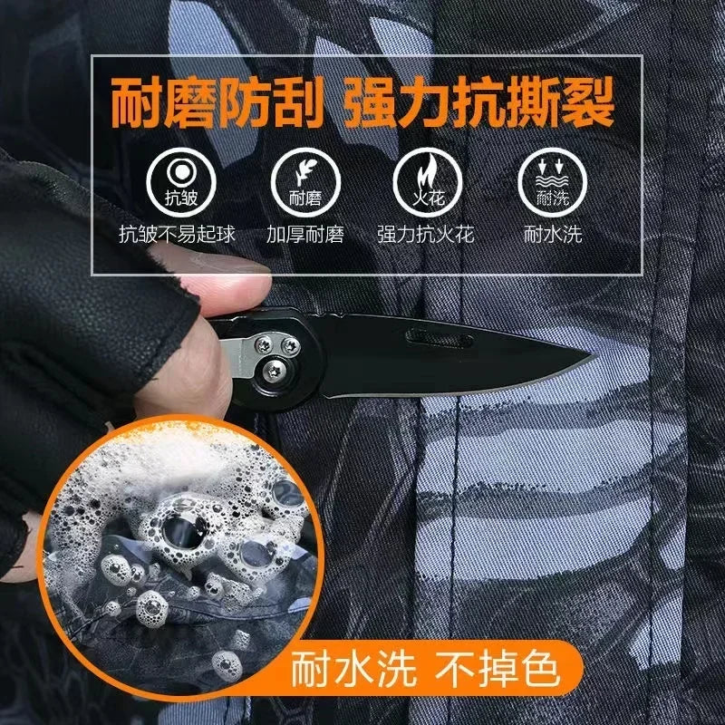 Labor Insurance Cloth Uniform Men's Soft Tracksuit Outdoor Suit Designer Clothes Black Python Pattern Wear-resistant Overalls