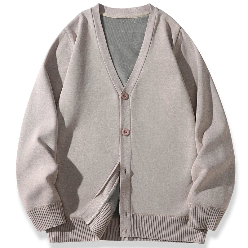 2026 New Men's Casual Long Sleeved Velvet Sweater Cardigan Knitted Jacket Top Autumn and Winter Fashionable Versatile Jacket