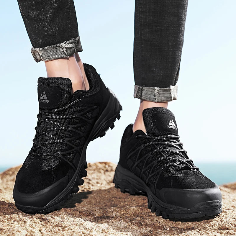 Mens Hiking Shoes Breathable Lace Up Trekking Male Cushioning Outdoor Climbing Tourism Sneakers for Men