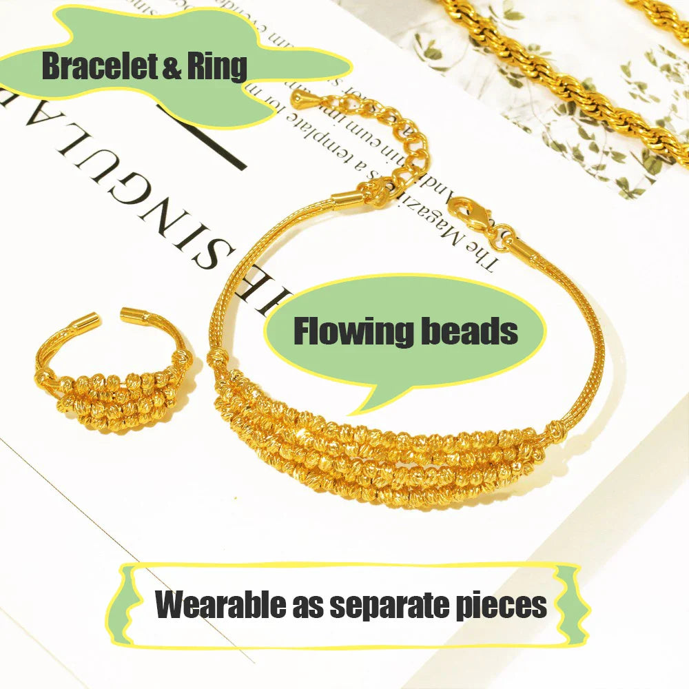 Handmade Women Jewelry Set Multi-layer 18K Gold Plated Beads Set Hight Quality Birthday Wedding Jewellery Accessories