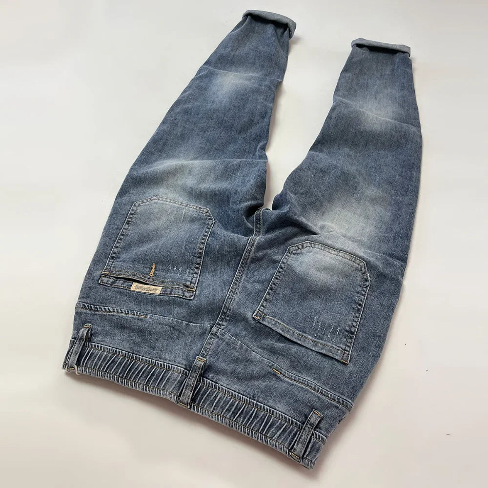 Straight Stretch Denim Men's Business Casual High Waist Jeans