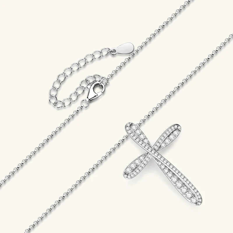 Certified Moissanite Cross Pendant Necklace Original S925 Sliver O-Chain Plated 14k Gold Necklaces for Women Fine Jewelry