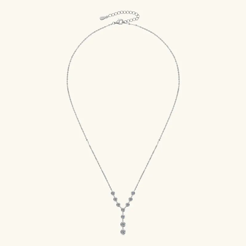 4mm&3mm Moissanite Pendent Necklace 925 Sterling Silver Fashion Sexy Y-Shaped Necklaces for Women 2025 Party Jewelry Gift