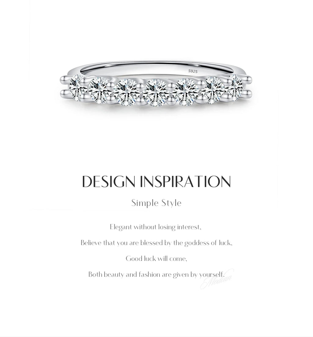 Moissanite Wedding Band 925 Sterling Silver Ring Platinum Plated Lab Diamond Stackable Crown Jewelry For Women Gifts