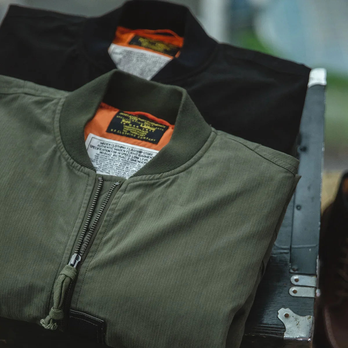 Retro MA1 Bomber Flight Jackets Green Windproof Pilot Jacket Casual Motorcycle Baseball Coat for Men's Spring and Autumn