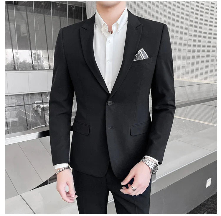 2025 Men's Business Suit Slim-fit Wedding Dress Two-piece Set M-4XL Stylish Handsome All-in-one Banquet Trousers