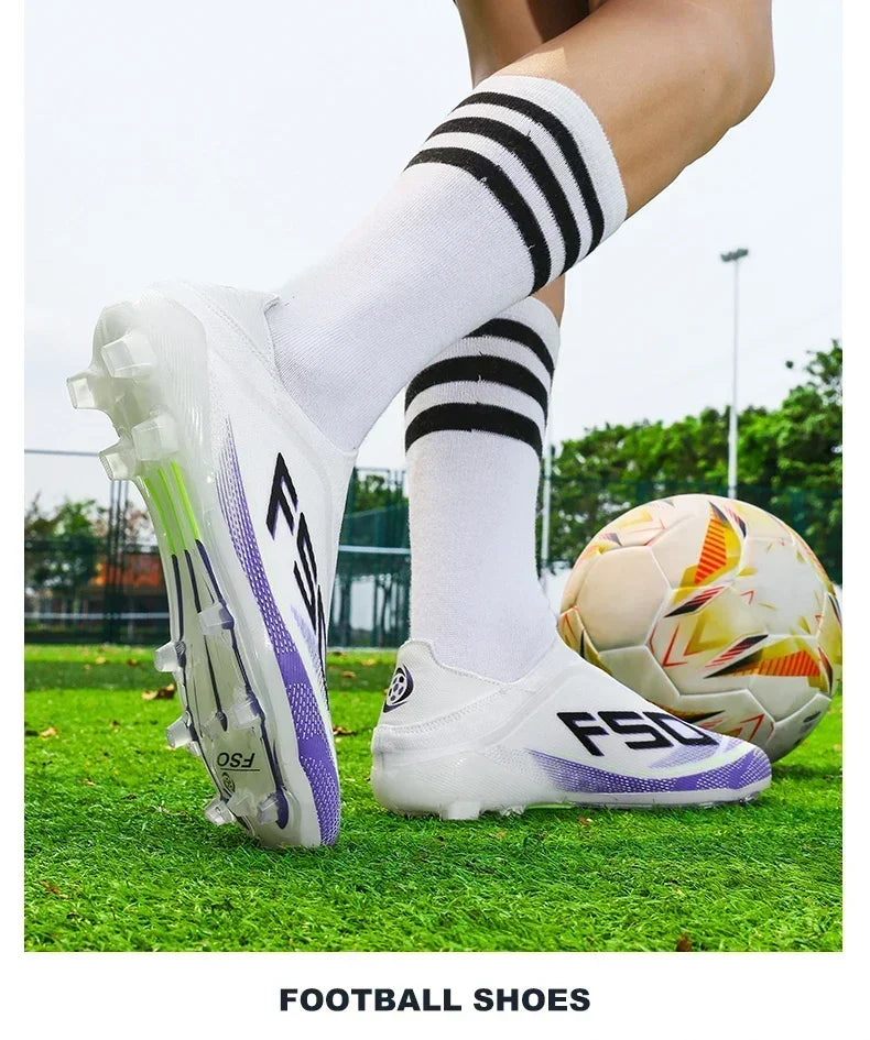 New Men Football Boots Non-Slip Boys Cleats Hot-selling Soccer Shoes Grass Outdoor Match Sneakers High-quality High-top Light