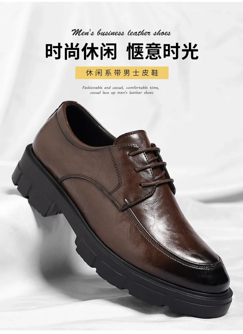 Men Dress Elevator Shoes Platform Breathable Lift Casual Business Luxury Genuine Leather Heightening Shoes5/8/10CM Taller Male