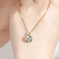 Double Bezel Moissanite Necklace 925 Sterling Silver Pendant Necklaces For Women 8mm 3mm Moissanite Box Chain Neck Jewelry