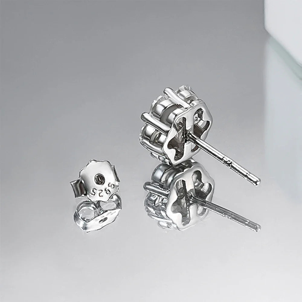 Real D Color Flower Full Moissanite Jewelry Sets for Women 925 Sterling Silver Diamond Pendant Necklace Stud Earrings Jewelry