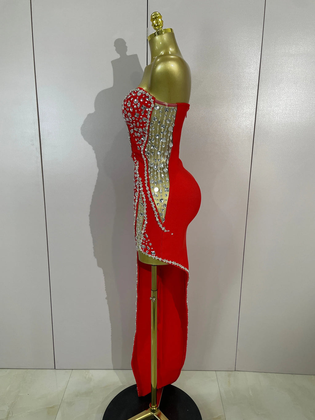 Newest High Quality Sexy Strapless Shinning Rhinestones Bodycon Bandage Long Dress Women Fashion Celebrate Evening Party Vestido