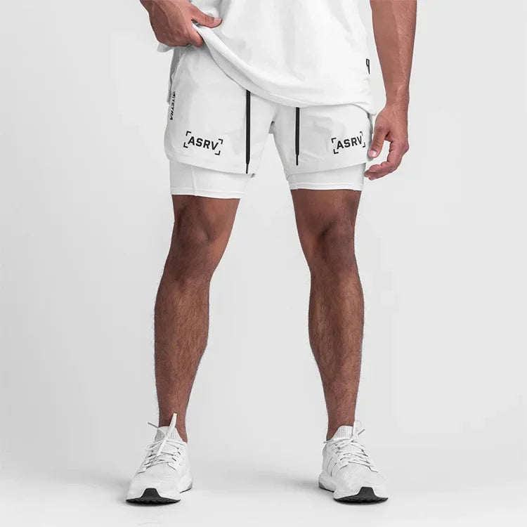 Mens Quick Dry 2 in 1 Double-deck Shorts Gym Fitness Basketball Jogger Short Pants Summer Sports Workout Bottoms Sweatpants