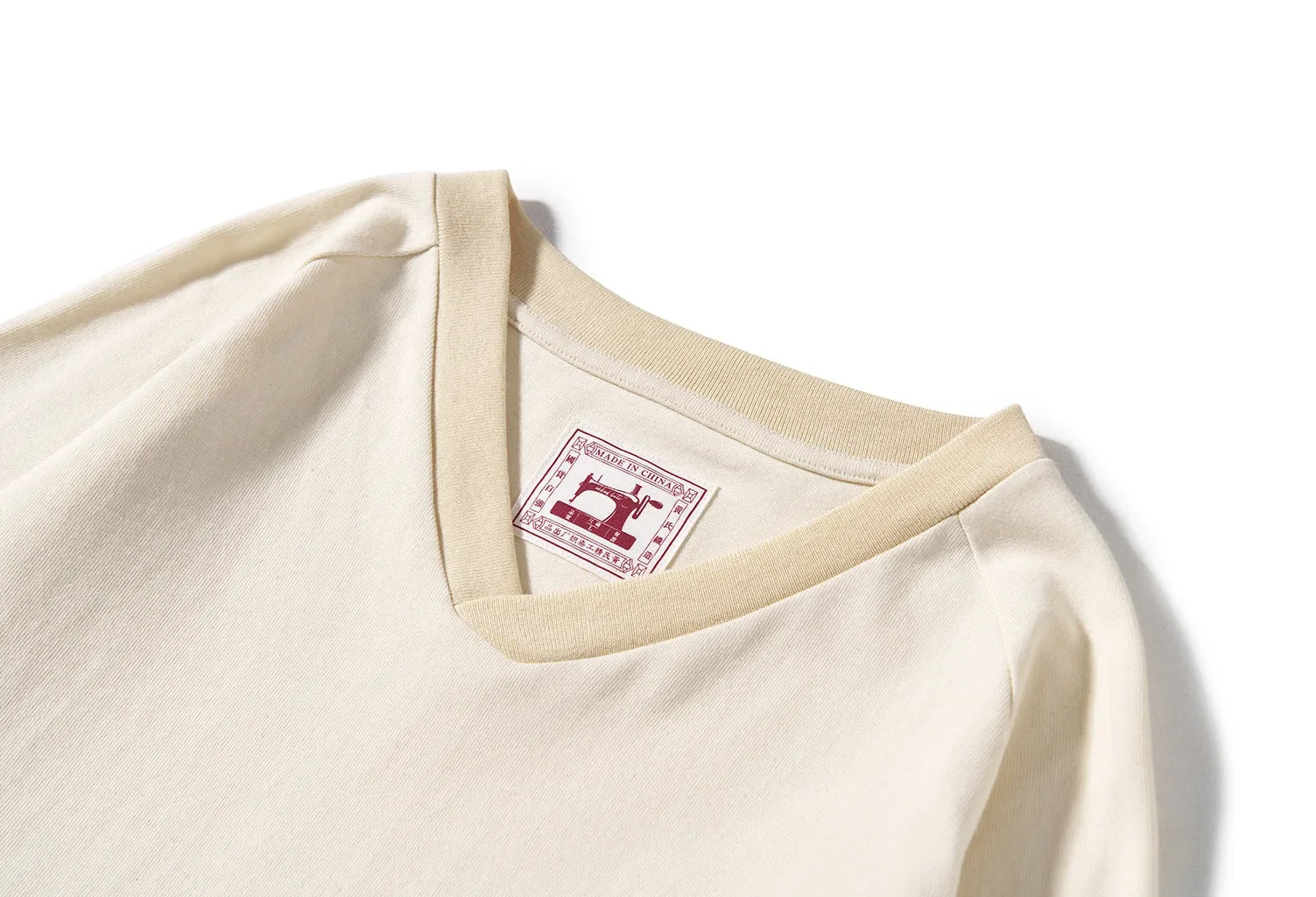 300G Combed Cotton Long Sleeved T-shirt for Men, V-neck Long Sleeved Base Shirt, Loose Basic Style, Heavy-duty Washed