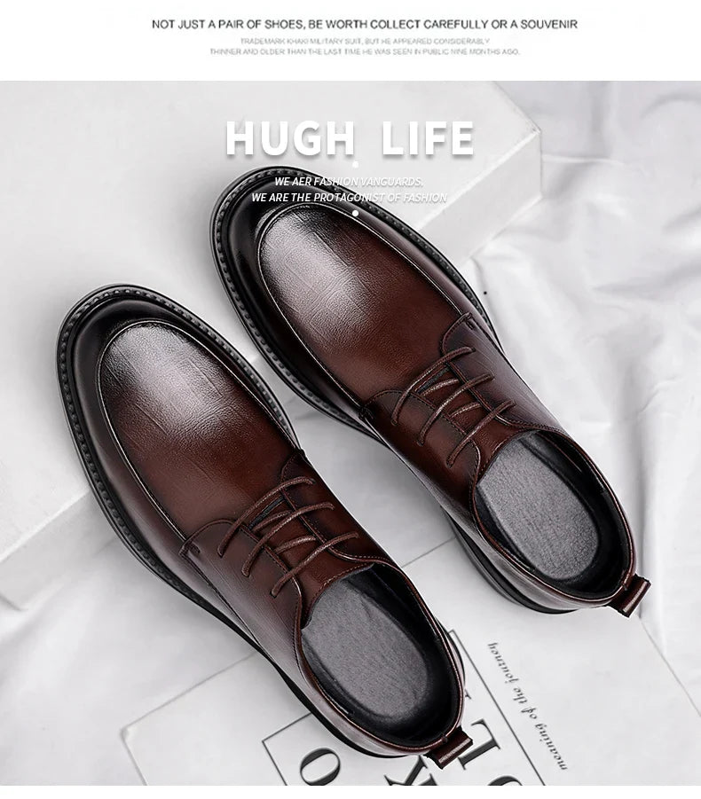 Big Size Elevator Shoes Men Leather Shoes Height Increasing Shoes For Man Increase Insole 6-8CM Invisible Heightening Lift Shoes