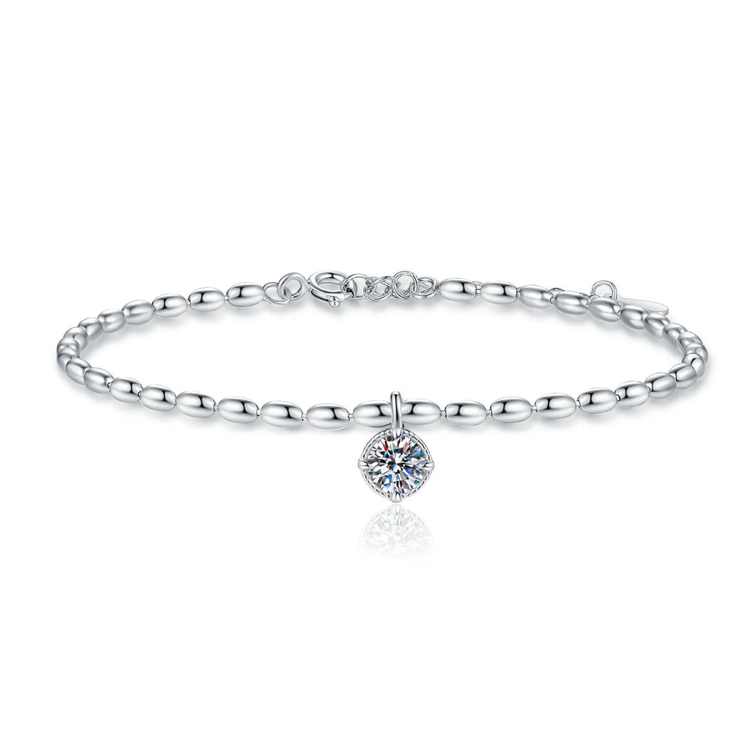 Lucky Clover GRA Certified 0.4cttw Moissanite Diamond Link Bracelet for Women 925 Silver Hand Chain Adjustable Bracelets