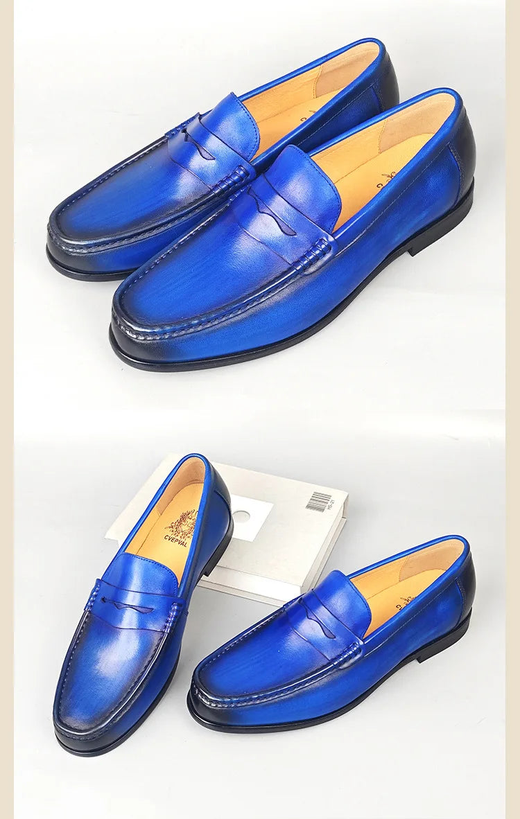 Classic Men Penny Loafers Genuine Leather Slip On Casual Formal Dress Shoes Mens Wedding Party Office Moccasins Shoes