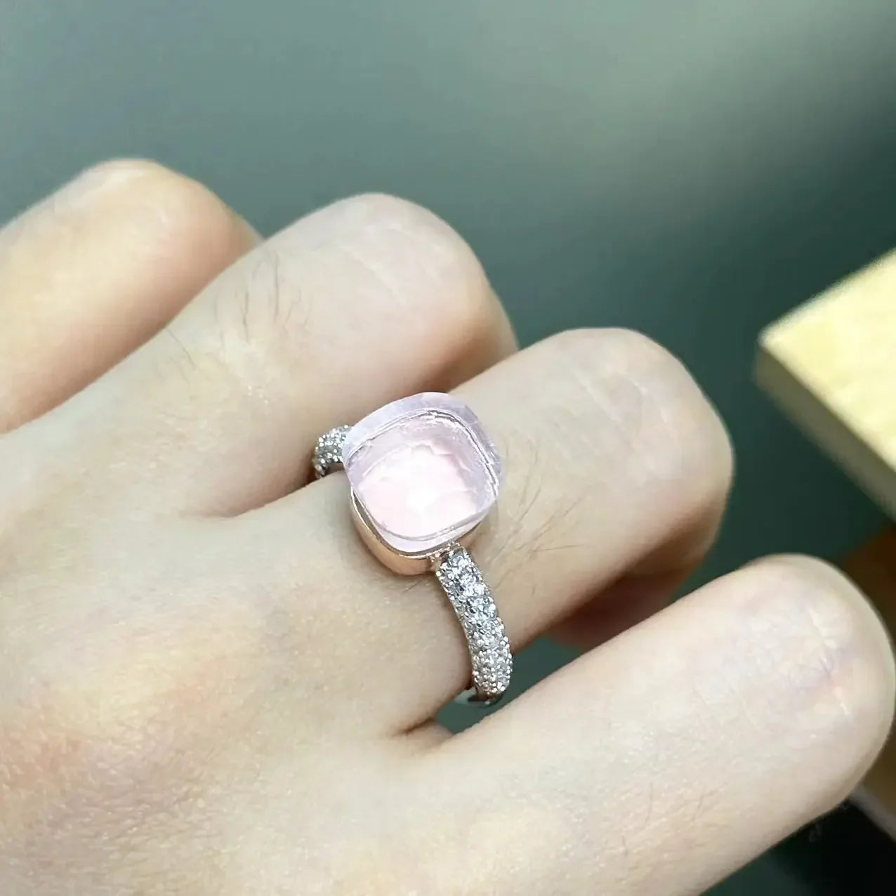 10.6mm S925 Ring Silver Rose Gold Metal 32 Colors Candy Style Zircon Crystal Ring for Women Fine Jewelry Party Gift Trendy Ring