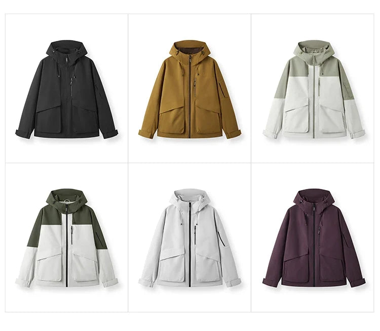Men Jacket Outdoor Mountain Style Hooded Loose Couple Casual Style Autumn Lightweight Outerwear Daily Wear 2026