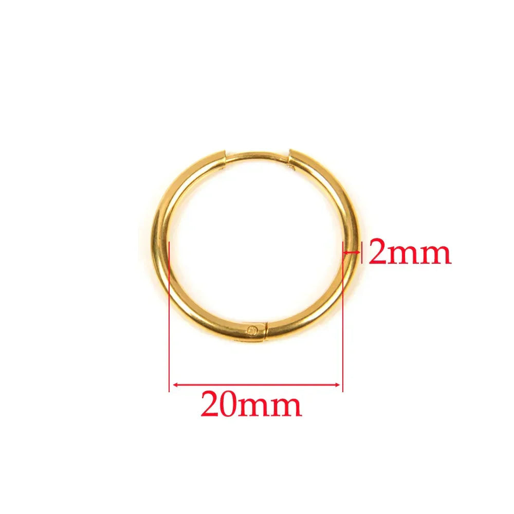 10pcs 316L Stainless Steel Hoop Earrings Women Men Punk Hiphop Circular Ear Buckle Ring Jewelry Gold Color Accessories Wholesale