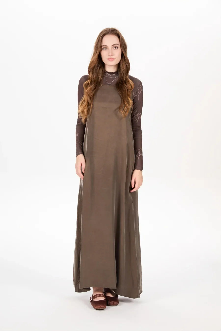 AW25 super soft high quality expensive cupro collection shirt + slip dress + skirt + print mockneck woman matching set