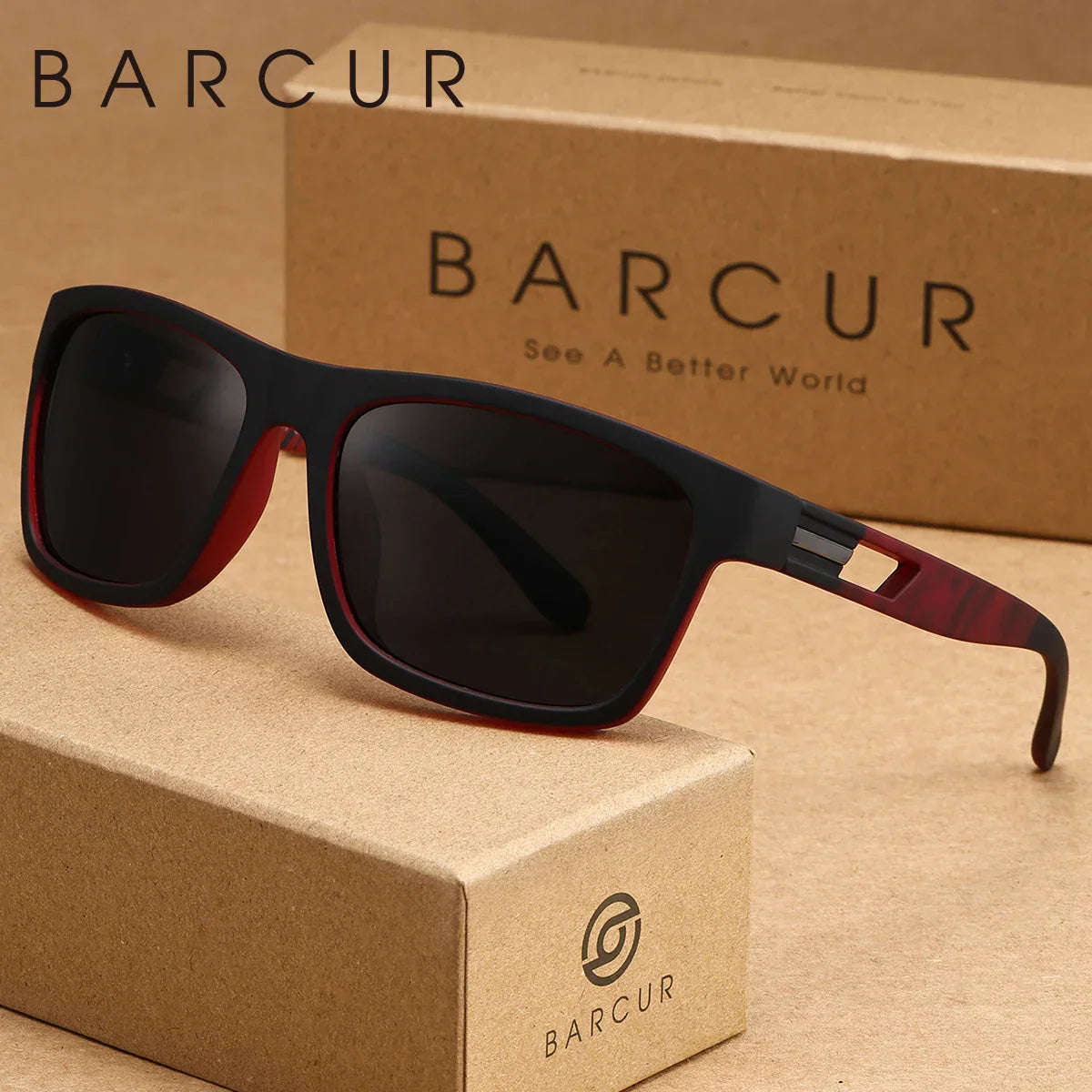 BARCUR Women Box Printed Polarized Sunglasses Tourism Camping Walking Sunscreen Tourism Brand Packaging Gift Giving Men Glasses