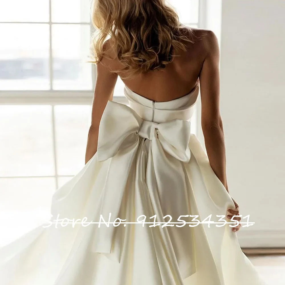 Hochzeitskleid Satin Mermaid Wedding Dress with Detachable Train