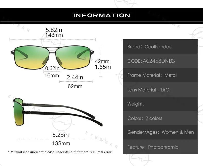 Classic Photochromic Sunglasses Polarized Man Day Night Vison Glasses Woman Chameleon Lens For Driving Goggles Male