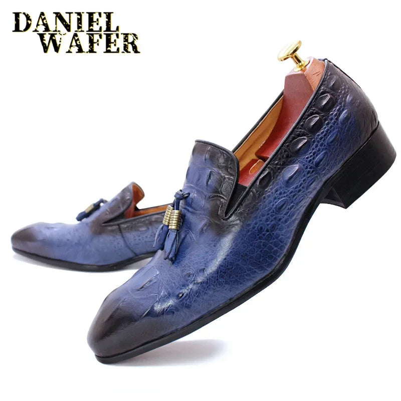 Trendy Barber Shop Pointed Toe Casual Leather Shoes Men's British Retro Lazy Business Bean Bean Shoes Men's Formal Shoes