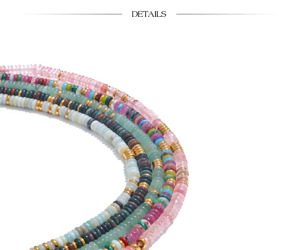 Colorful Natural Stone Beads Handmade Chain Y2K Fashion Necklace for Women Stainless Steel Waterproof Collar Jewelry Gift