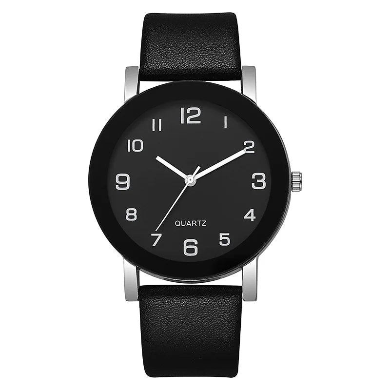 1/2PCS Fashion Couple's Watches Leather Strap Wristwatch Men Women Casual Arabic Dial Quartz Watches (Without Box)