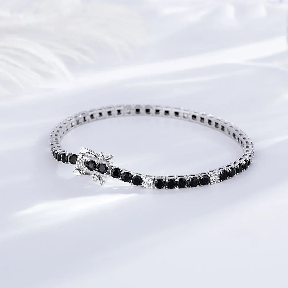Fine Jewelry 3mm Montana Blue/Emerald Green/Ruby Red/Turquoise/Black Cubic zircon 925 Silver Tennis Bracelet