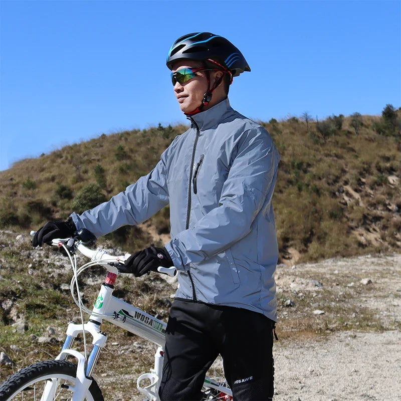 Full Reflective Jacket with Hoodie High Visibility Waterproof Wind Breaker Men Women Hiking Cycling Running Safety Vest