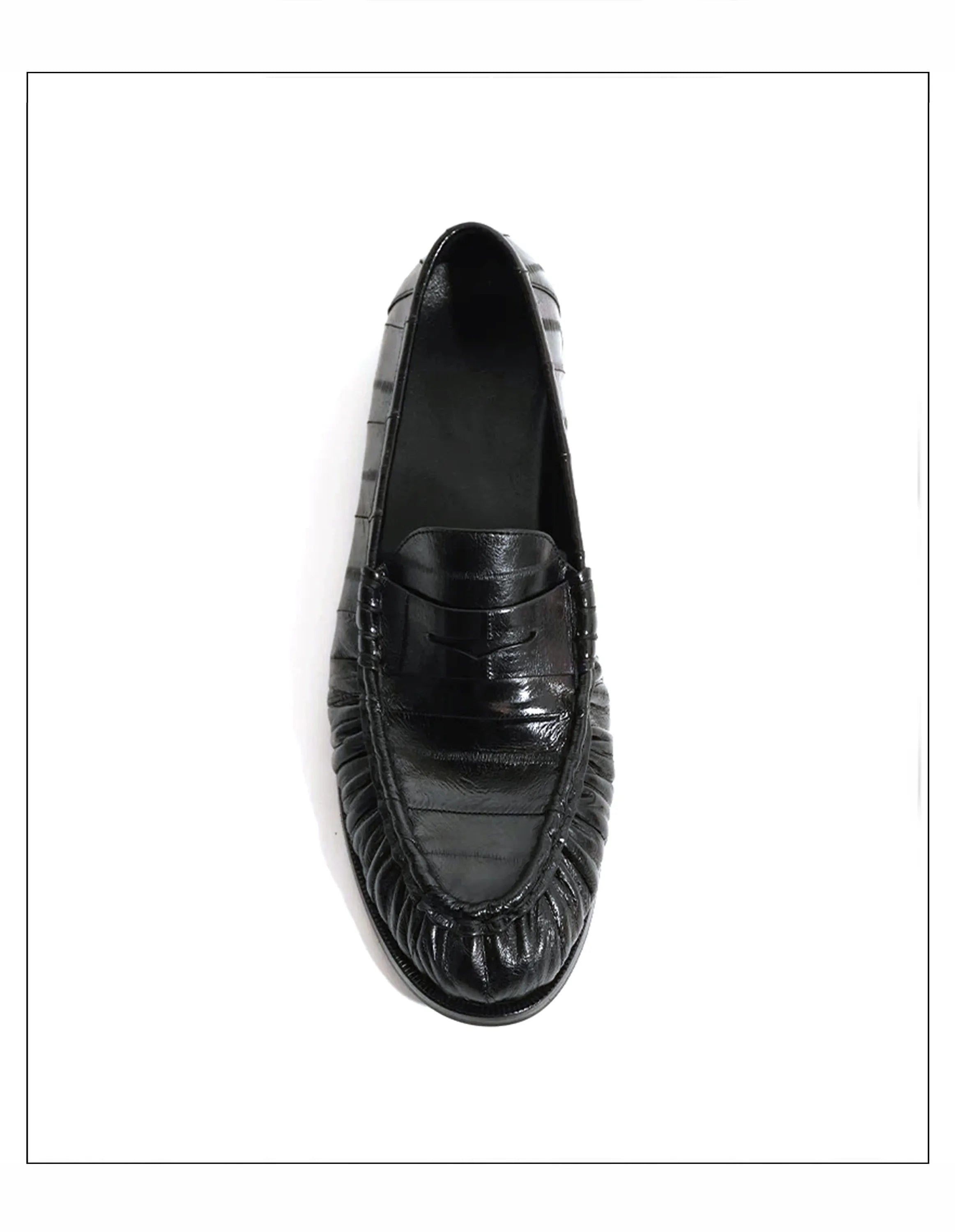 Loafers for men's eel skin pleated design a top layer cowhide slip in formal dress shoe suitable for casual work and commuting
