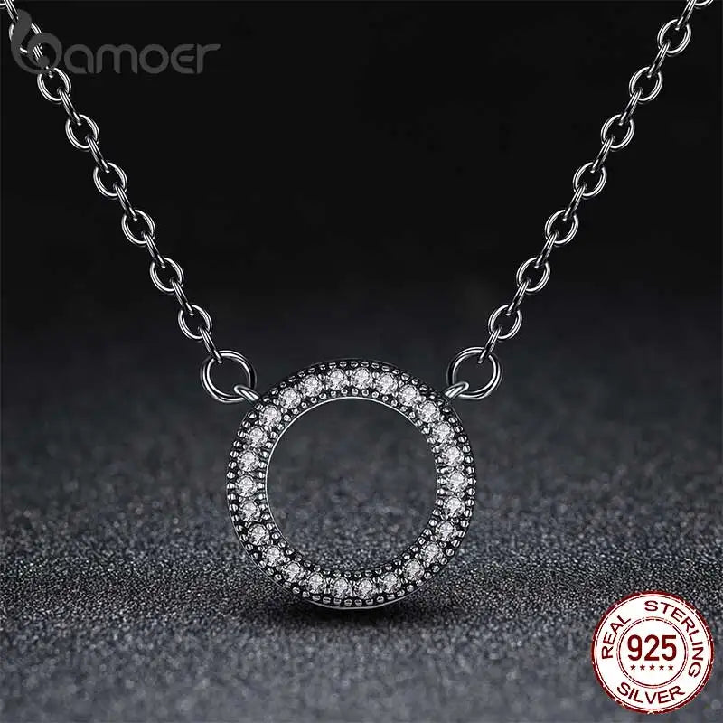 925 Sterling Silver Hearts of Brand Clear Zircon Round Shape Pendant Necklace for Women Party Fine Jewelry 17.71'' PSN010