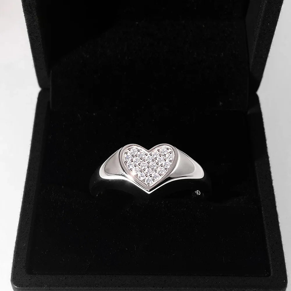 D VVS1 Heart Moissanite Engagement Ring 925 Sterling Silver Plated 18k White Gold Diamond Rings for Women Brithday Gift