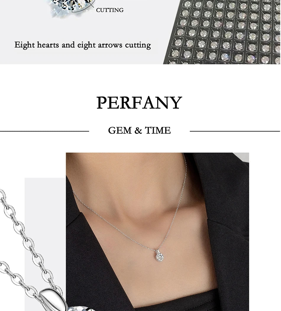 1-3CT Moissanite Necklace for Women S925 Pure Silver Laboratory Diamond Pendant Classic Fashion Jewelry Party Gift