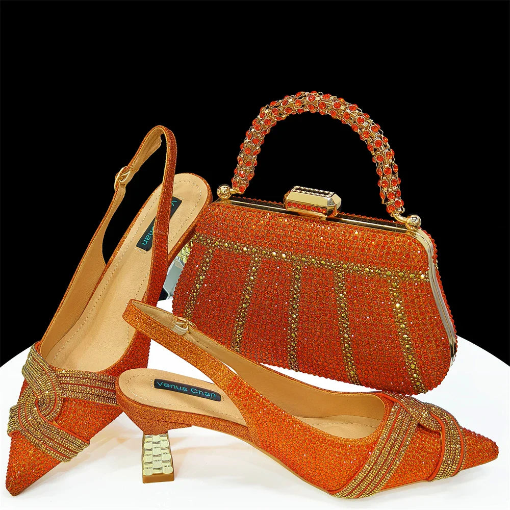 Black Hollow Design With Pointed Shoes And Fashion Three-Dimensional Bag